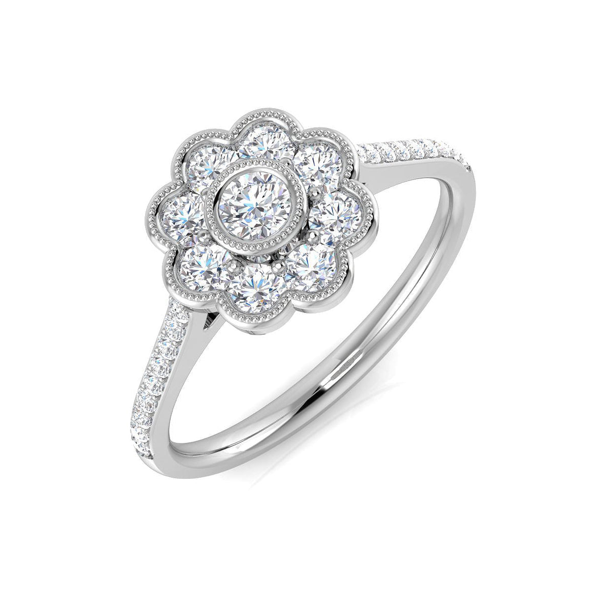 Cluster Diamond Ring 0.49ct – SL8482 – 18k White Gold