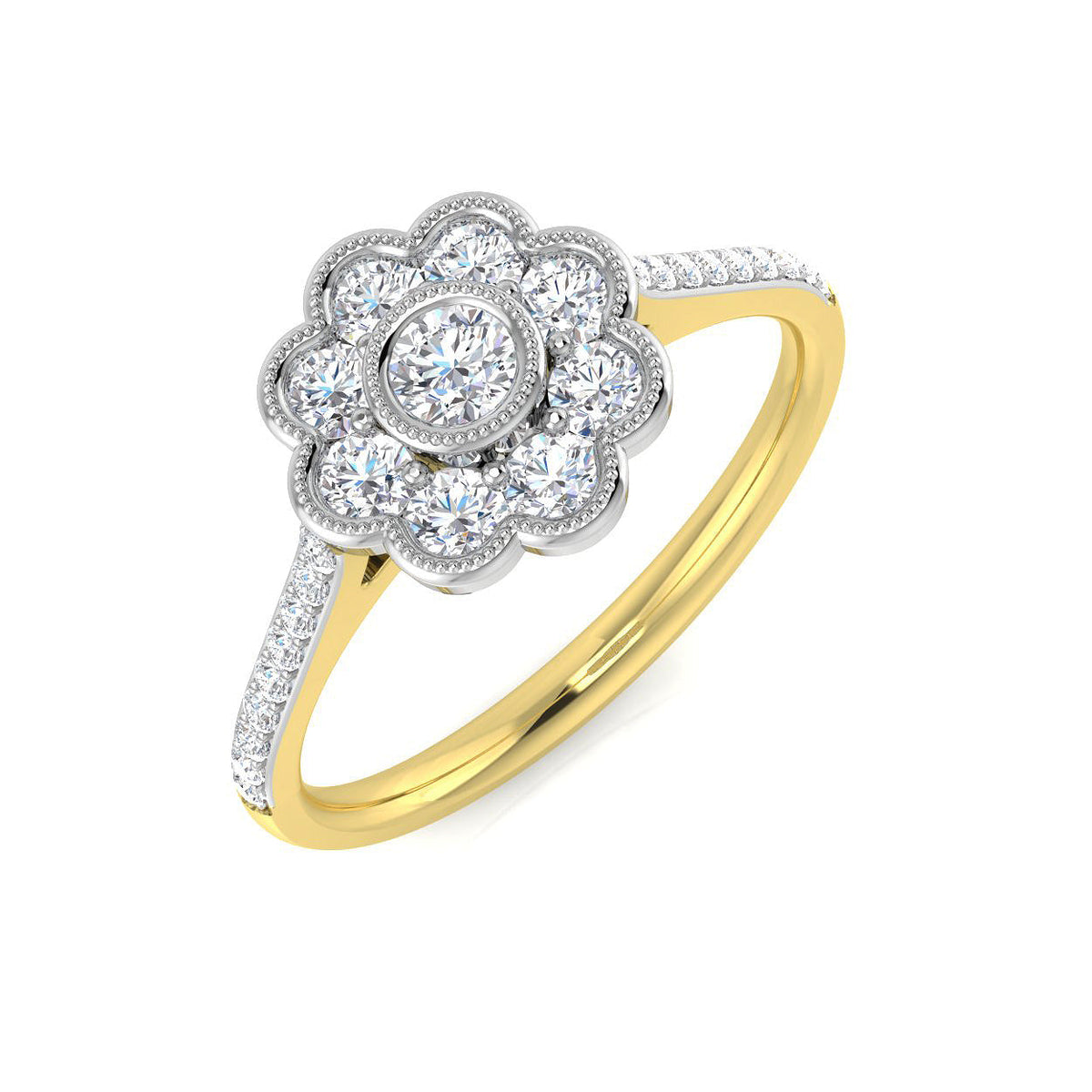 Cluster Diamond Ring 0.49ct – SL8482 – 18k Yellow Gold