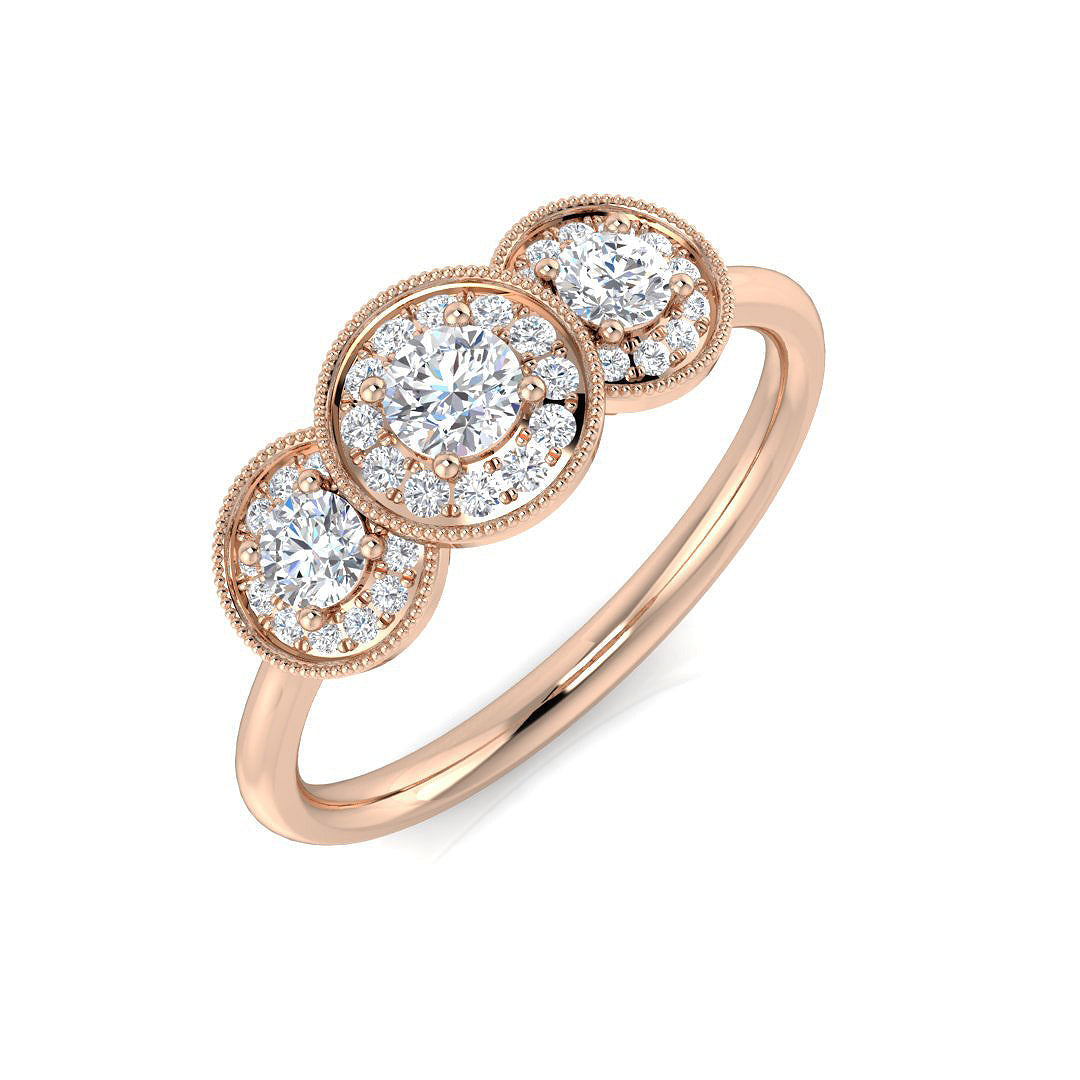 Three Stone Diamond Ring 0.19ct–0.42ct – SL8414 – 18k Rose Gold