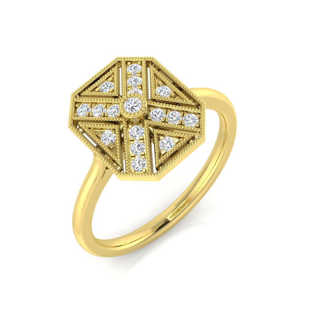 Vintage Diamond Ring 0.17ct – SL8573 – 18k Yellow Gold