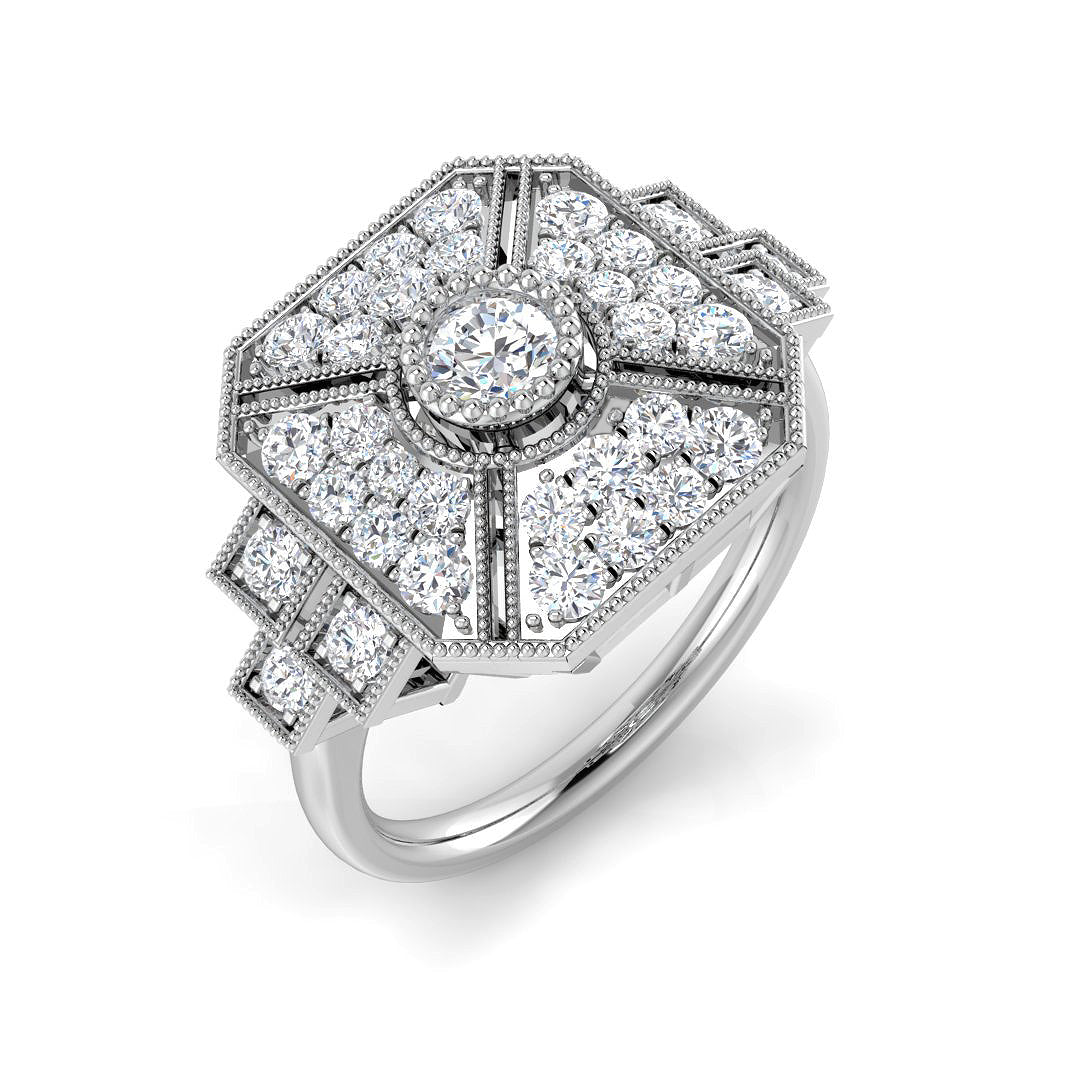 Vintage Diamond Ring 0.4ct–0.91ct – SL8345 – 18k White Gold