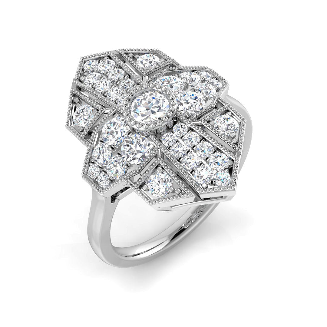 Vintage Diamond Ring 0.35ct–1.01ct – SL8349 – 18k White Gold