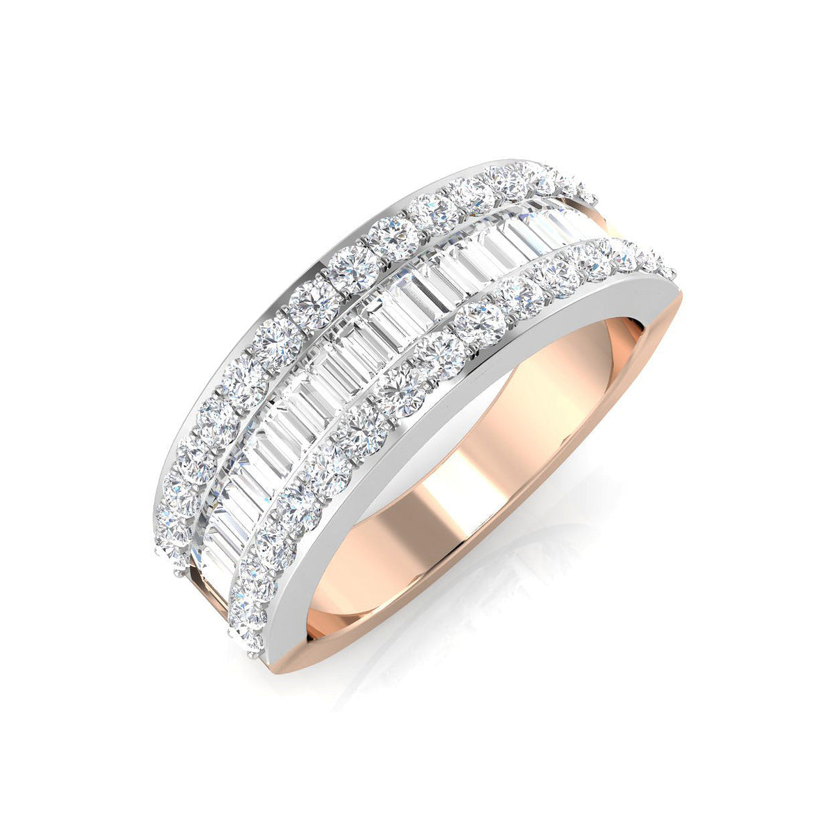 Baguette & Brilliant Diamond Ring 1.15ct–1.17ct – SL8783 – 18k Rose Gold