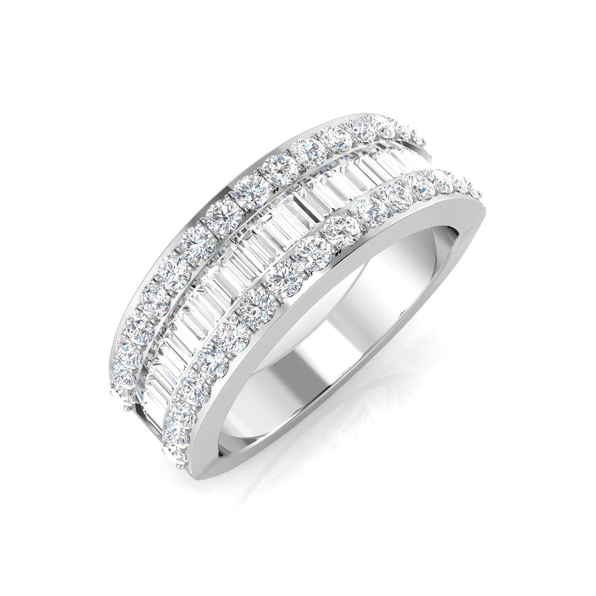 Baguette & Brilliant Diamond Ring 1.15ct–1.17ct – SL8783 – 18k White Gold