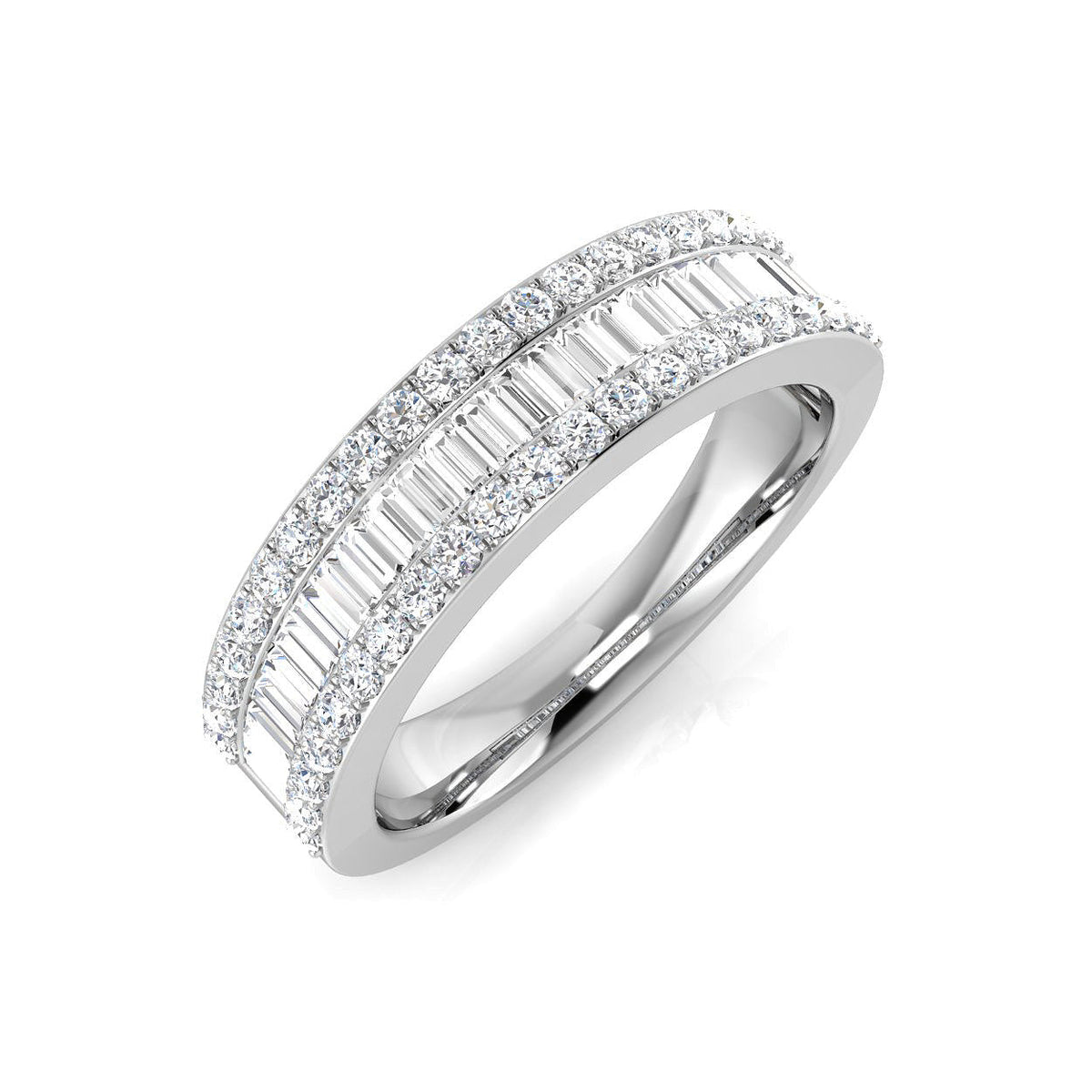 Baguette & Brilliant Diamond Ring 0.8ct–0.84ct – SL8784 – 18k White Gold