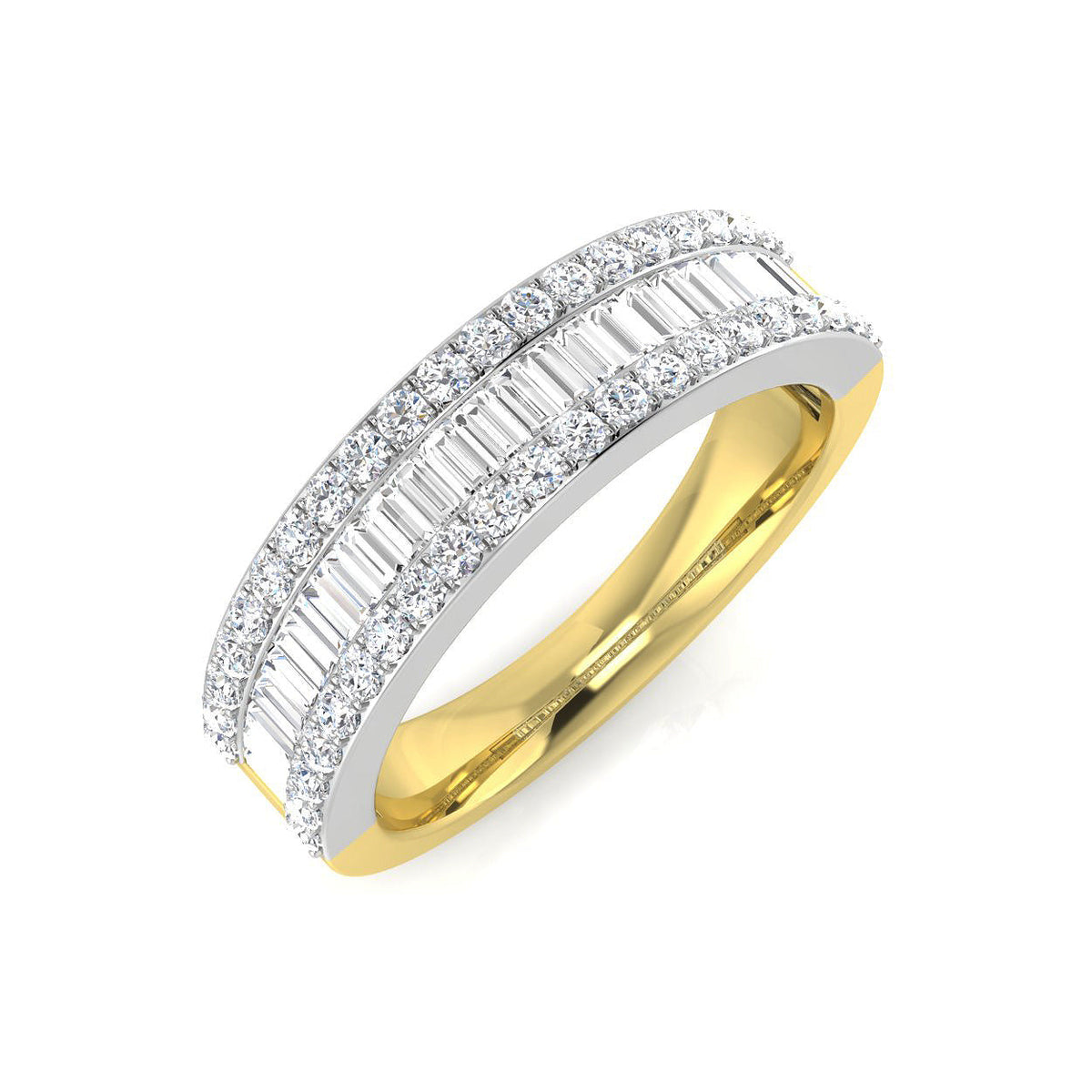 Baguette & Brilliant Diamond Ring 0.8ct–0.84ct – SL8784 – 18k Yellow Gold