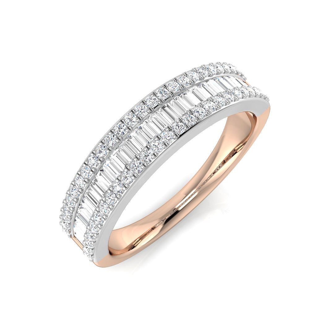 Baguette & Brilliant Diamond Ring 0.53ct–0.55ct – SL8785 – 18k Rose Gold