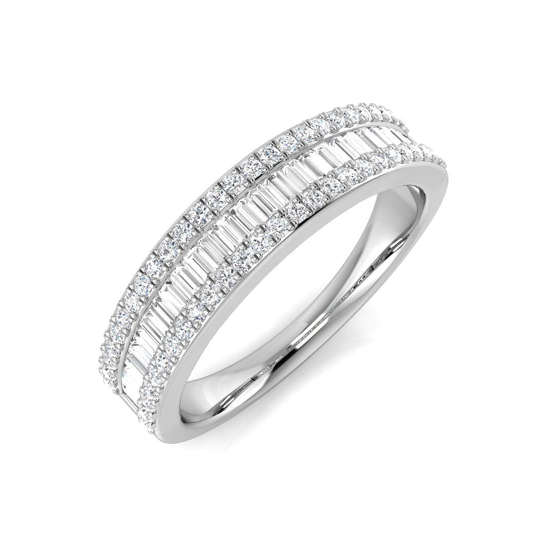 Baguette & Brilliant Diamond Ring 0.53ct–0.55ct – SL8785 – 18k White Gold