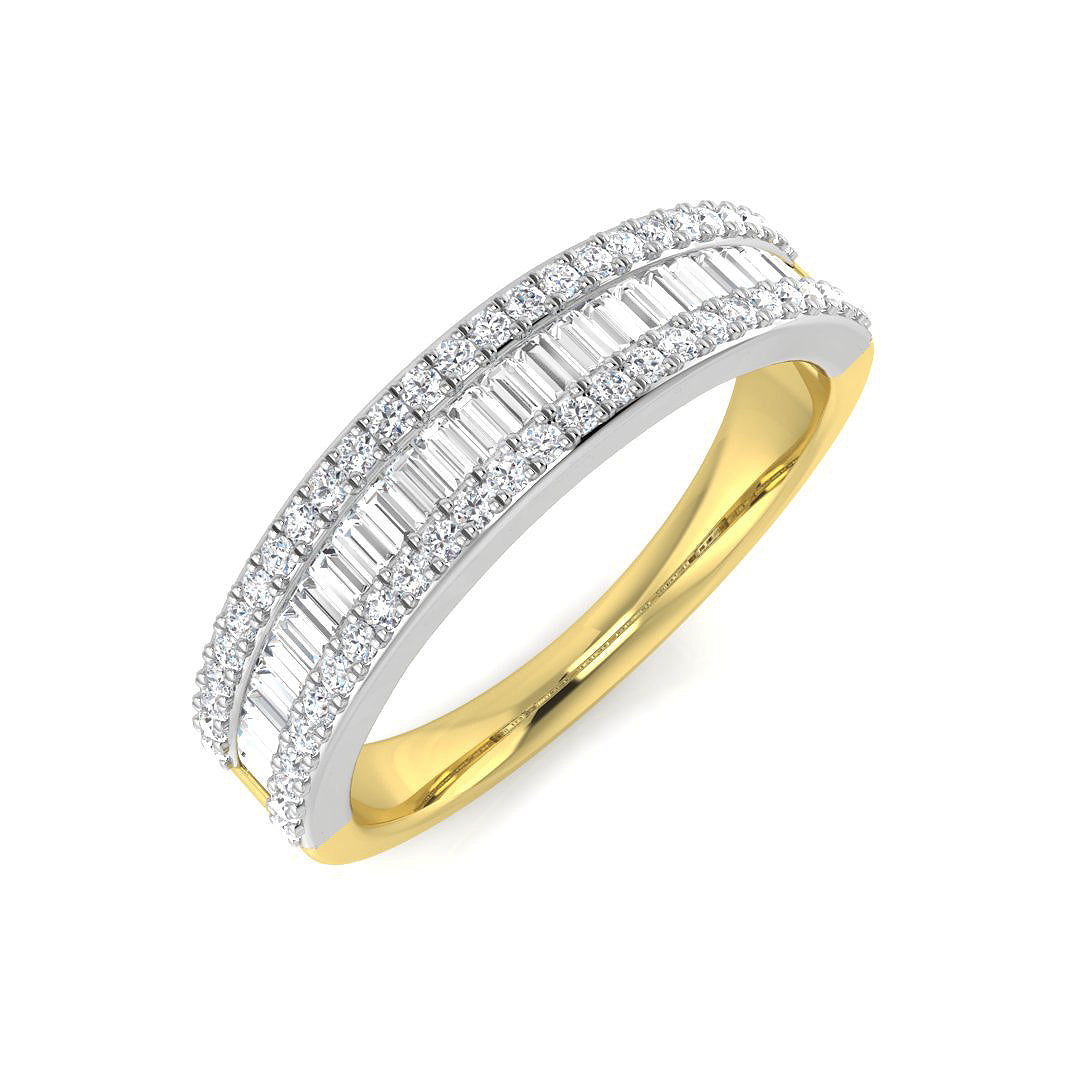 Baguette & Brilliant Diamond Ring 0.53ct–0.55ct – SL8785 – 18k Yellow Gold