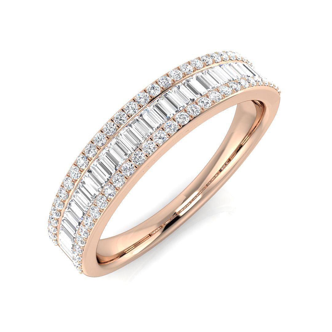 Baguette & Brilliant Diamond Ring 0.54ct – SL8821 – 18k Rose Gold