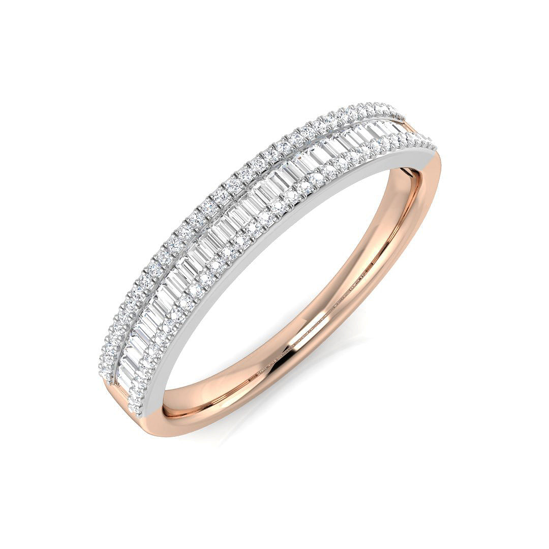 Baguette & Brilliant Diamond Ring 0.35ct–0.38ct – SL8822 – 18k Rose Gold