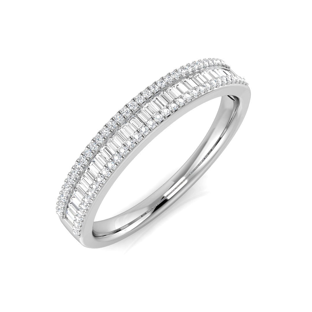 Baguette & Brilliant Diamond Ring 0.35ct–0.38ct – SL8822 – 18k White Gold