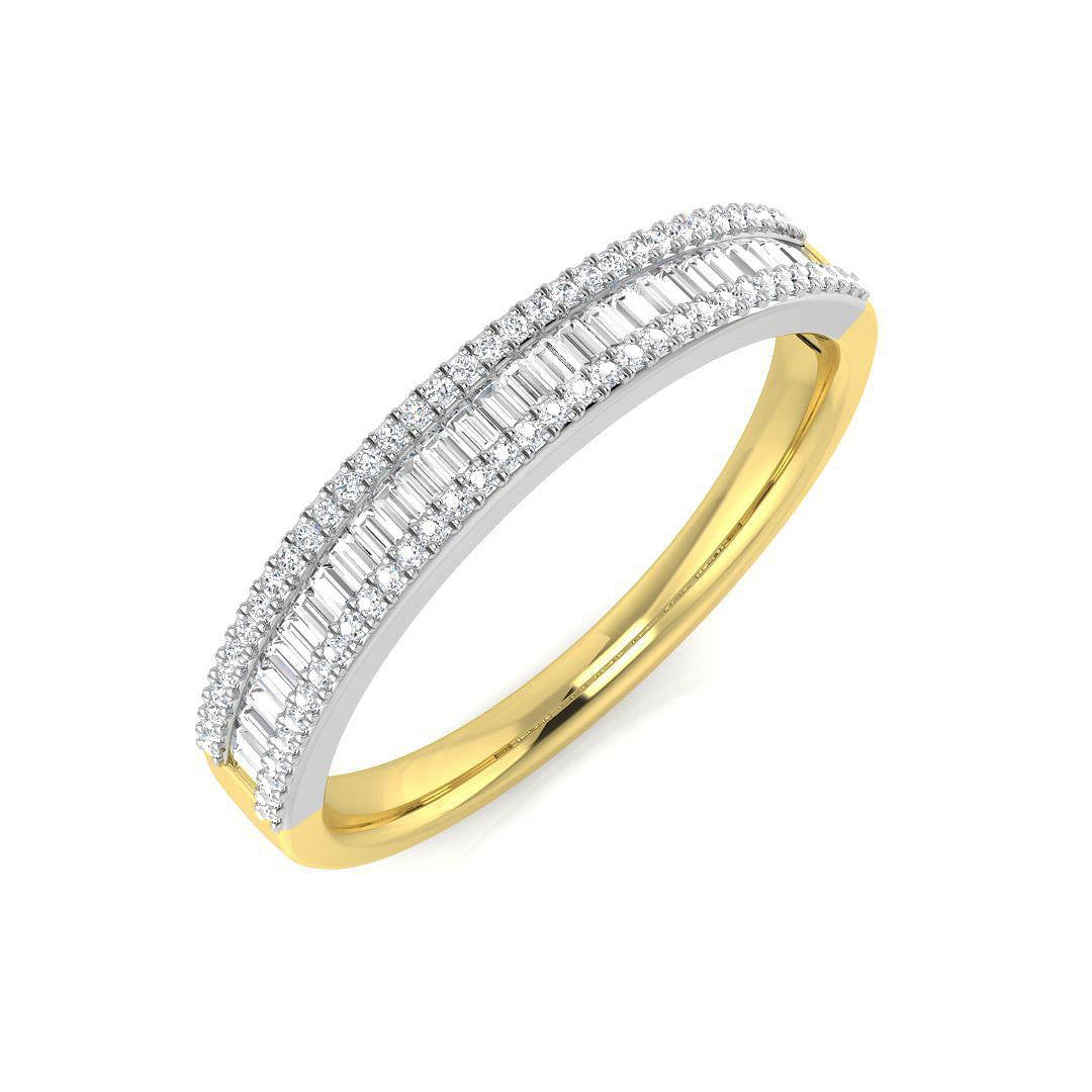 Baguette & Brilliant Diamond Ring 0.35ct–0.38ct – SL8822 – 18k Yellow Gold