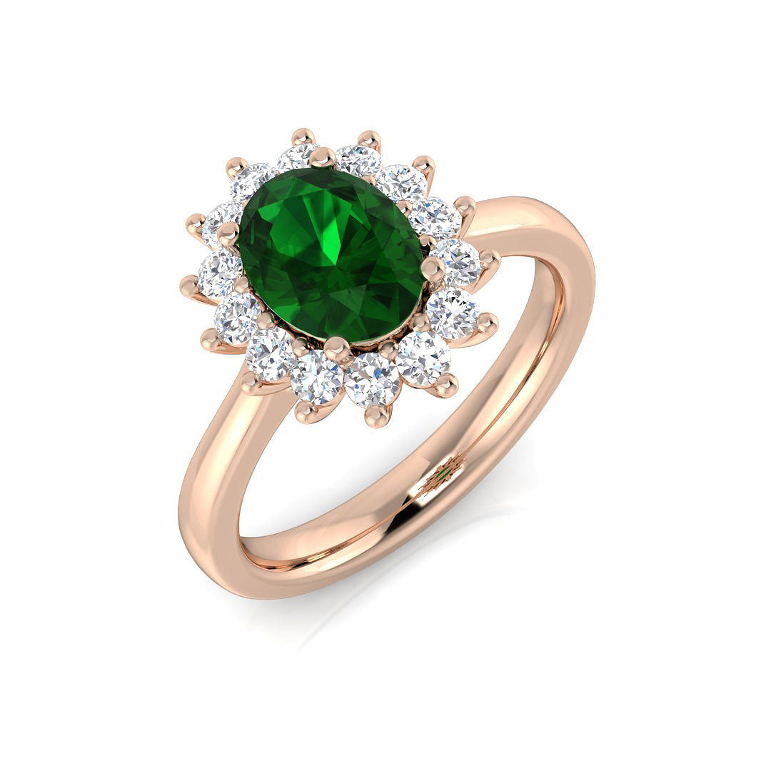 Emerald Diamond Ring 1.6ct–3.61ct – SL8826~EM – 18k Rose Gold