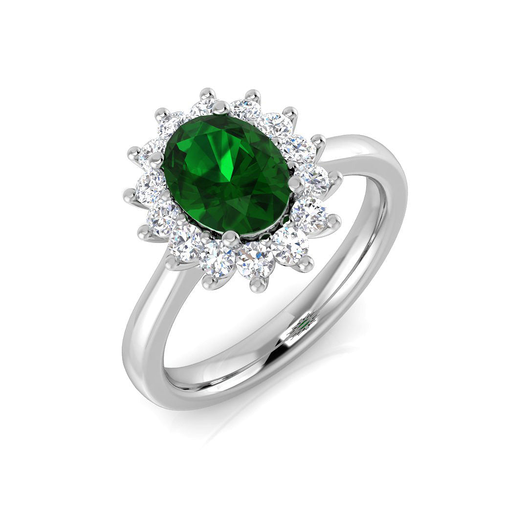 Emerald Diamond Ring 1.6ct–3.61ct – SL8826~EM – 18k White Gold