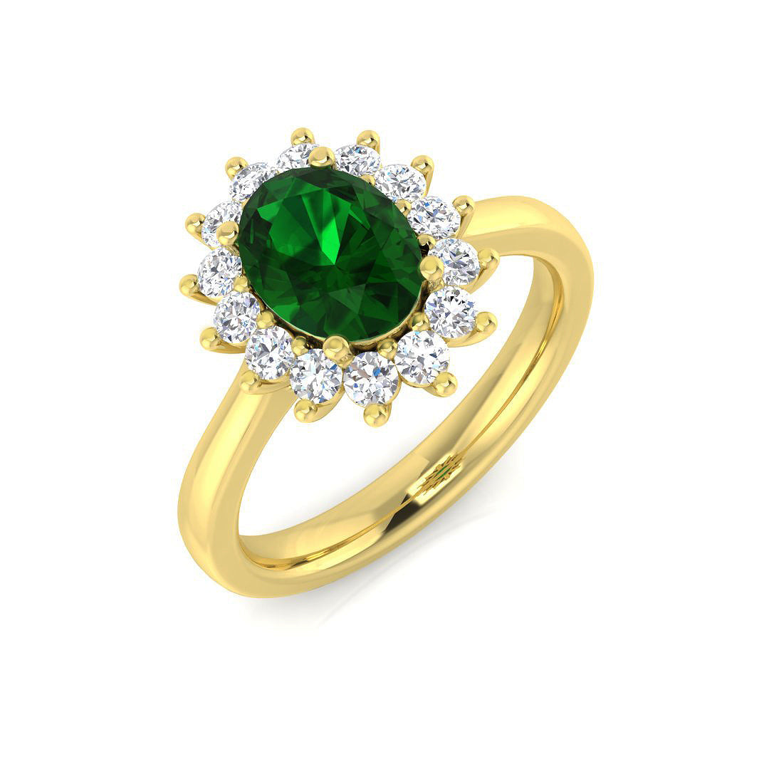 Emerald Diamond Ring 1.6ct–3.61ct – SL8826~EM – 18k Yellow Gold