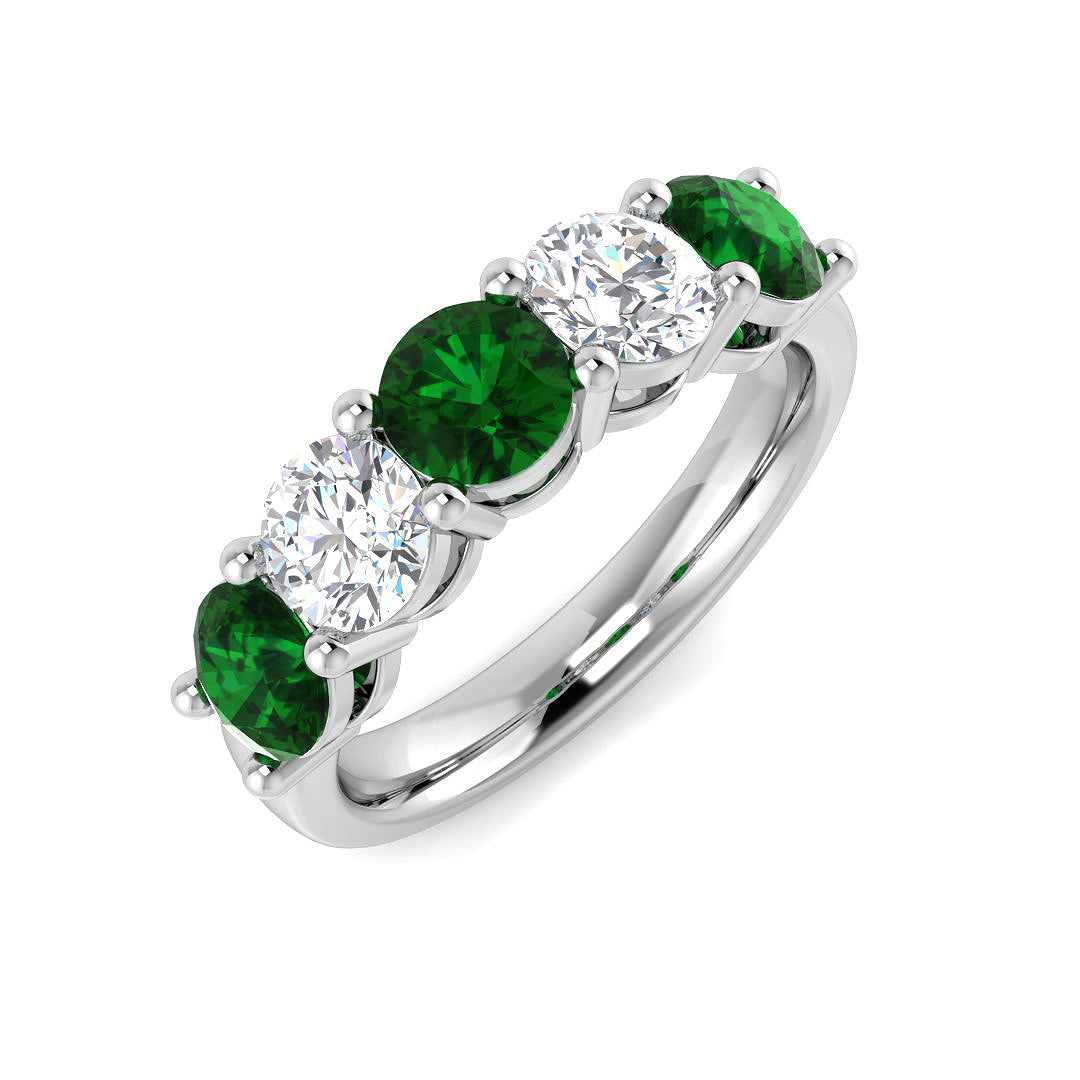 Five Stone Diamond Ring 0.55ct–2.16ct – SL8942~EM – 18k White Gold