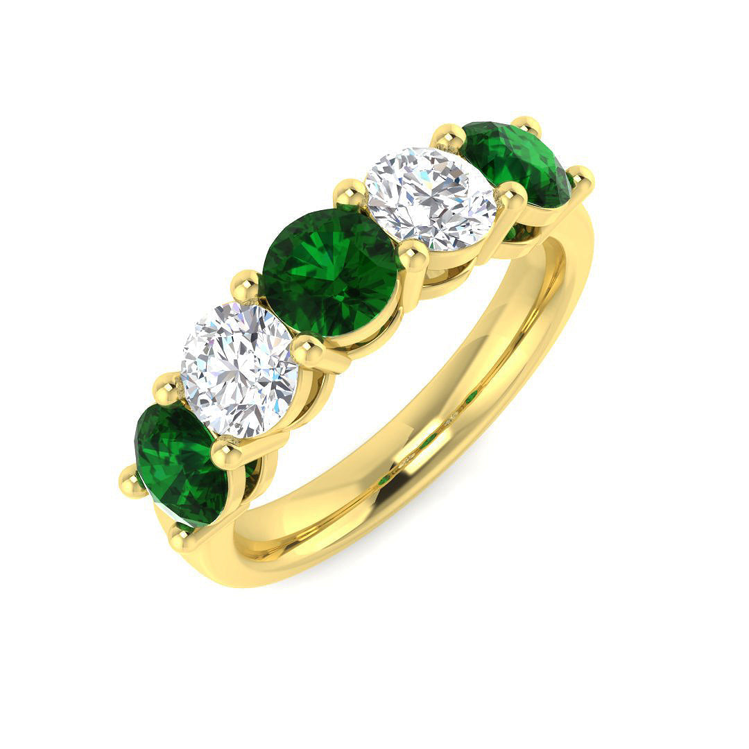 Five Stone Diamond Ring 0.55ct–2.16ct – SL8942~EM – 18k Yellow Gold