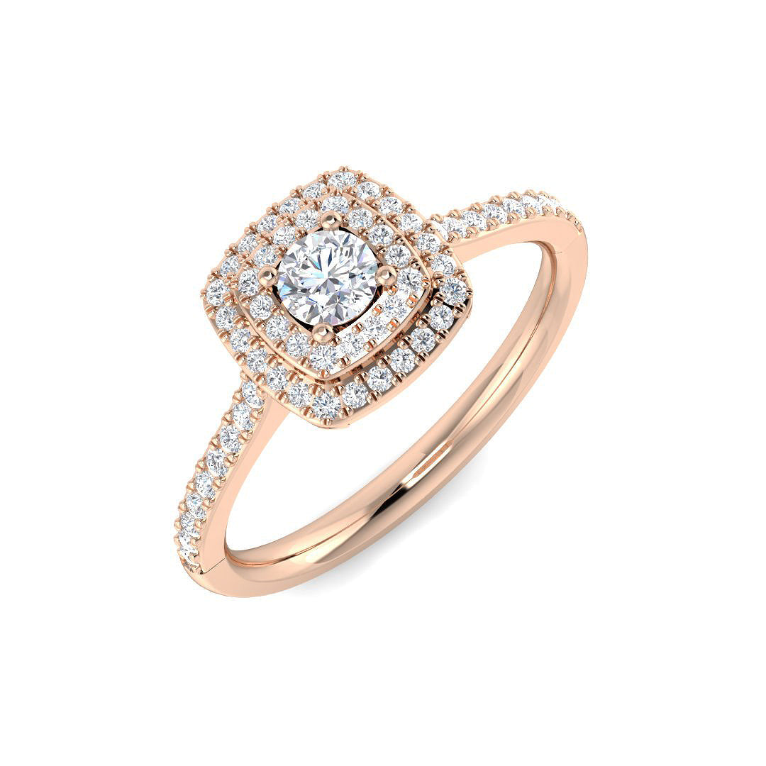 Halo Diamond Ring 0.35ct–0.48ct – SL8963 – 18k Rose Gold