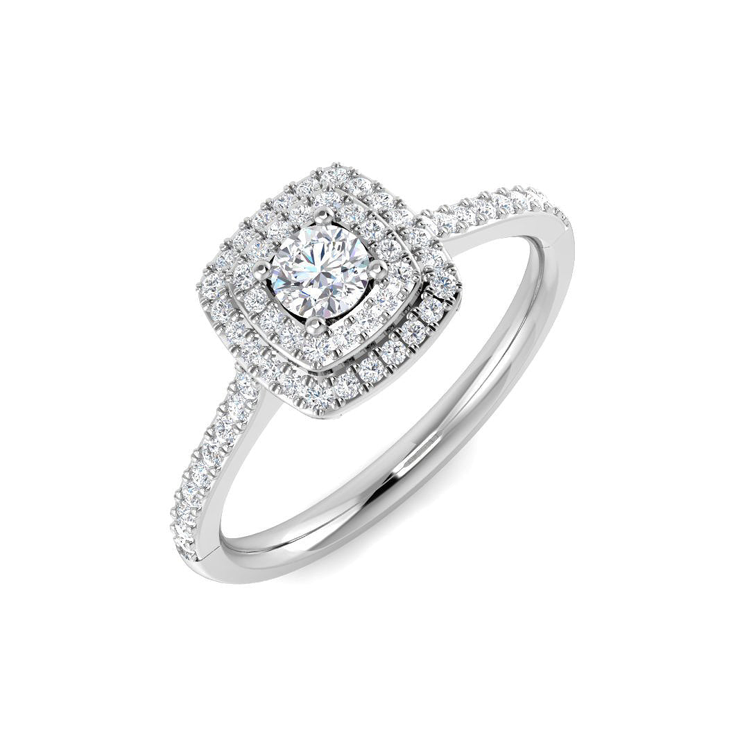 Halo Diamond Ring 0.35ct–0.48ct – SL8963 – 18k White Gold