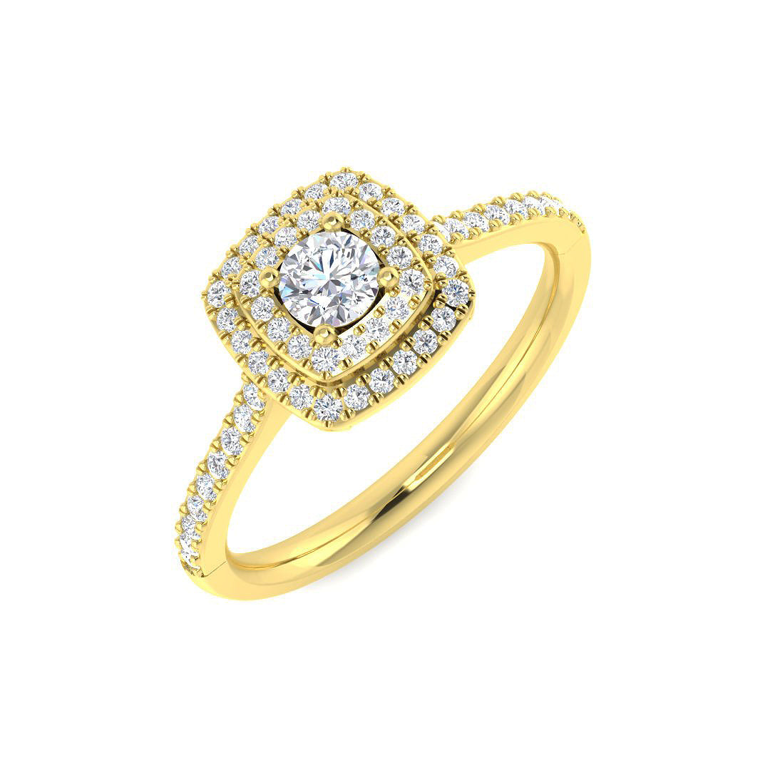 Halo Diamond Ring 0.35ct–0.48ct – SL8963 – 18k Yellow Gold