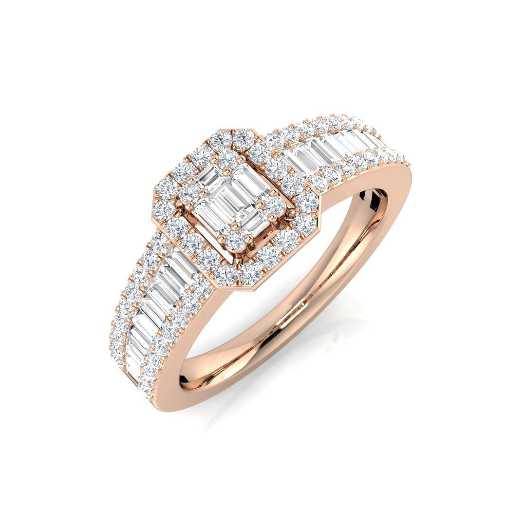 Baguette & Brilliant Diamond Ring 0.56ct–1.67ct – SL7103 – 18k Rose Gold