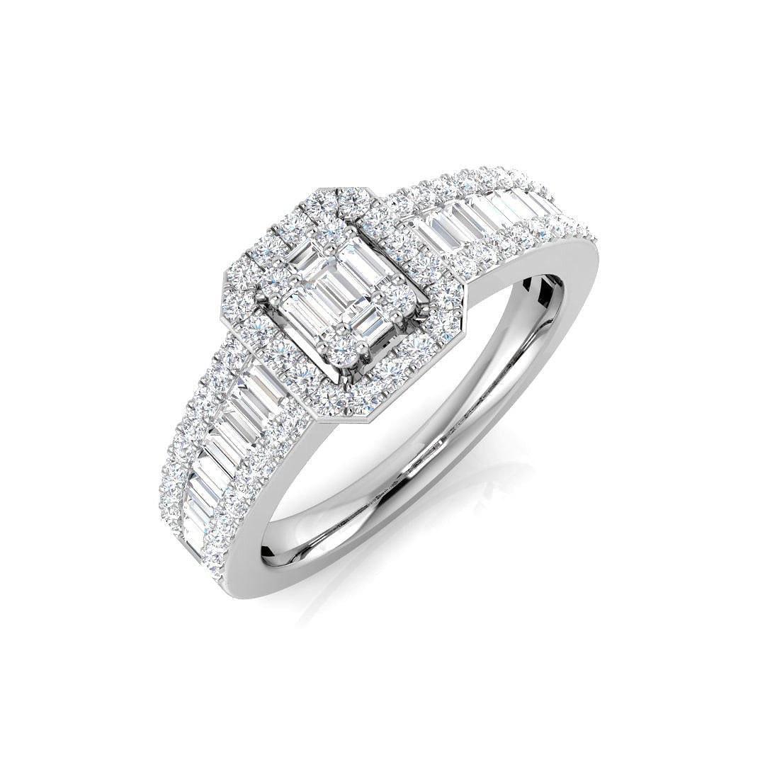 Baguette & Brilliant Diamond Ring 0.56ct–1.67ct – SL7103 – 18k White Gold