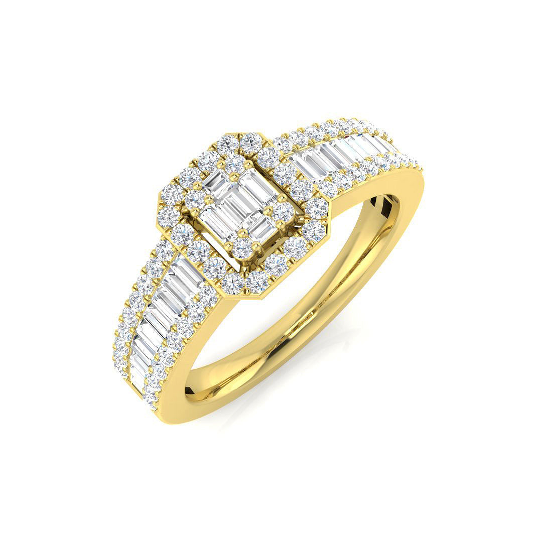 Baguette & Brilliant Diamond Ring 0.56ct–1.67ct – SL7103 – 18k Yellow Gold