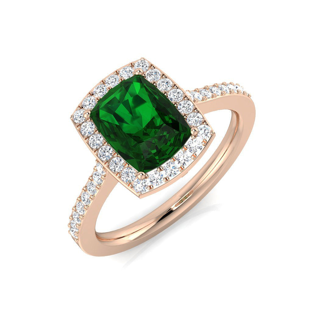 Emerald Diamond Ring 1.7ct–4.36ct – SR490~EM – 18k Rose Gold