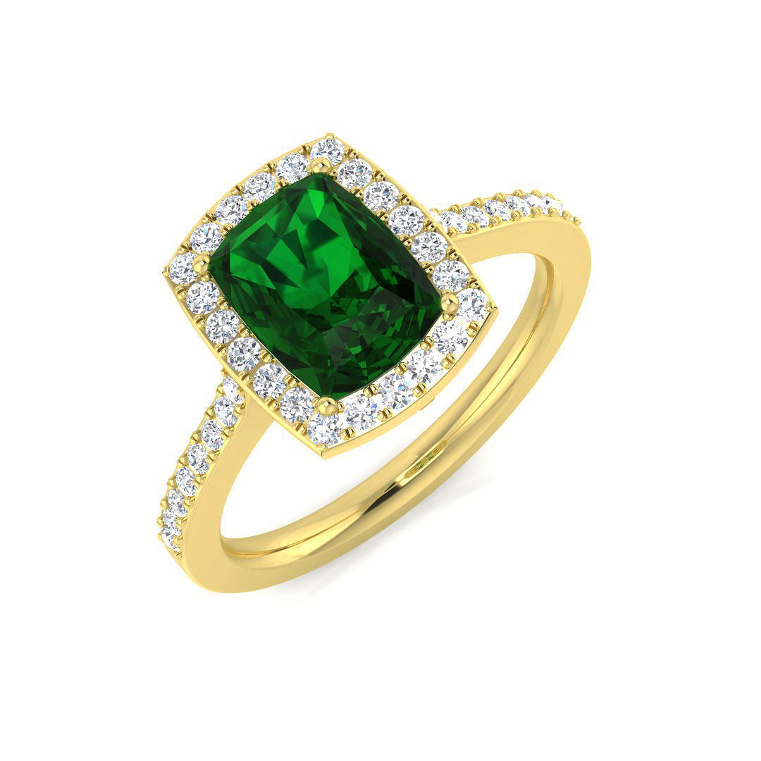 Emerald Diamond Ring 1.7ct–4.36ct – SR490~EM – 18k Yellow Gold
