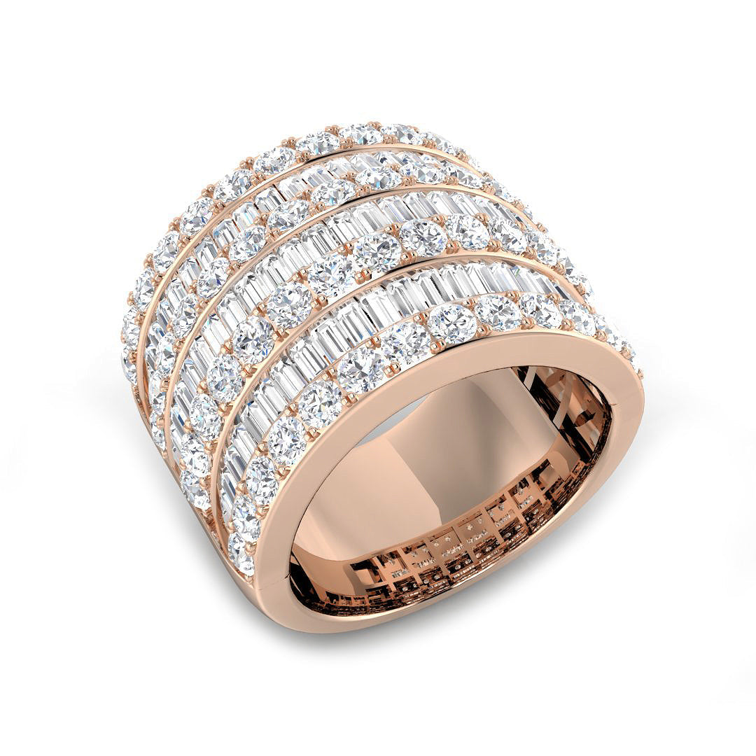 Baguette & Brilliant Diamond Ring 3.9ct – SL9106 – 18k Rose Gold