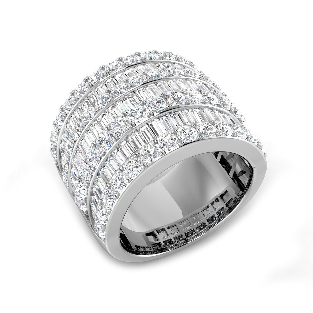 Baguette & Brilliant Diamond Ring 3.9ct – SL9106 – 18k White Gold