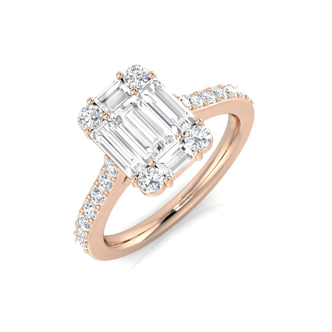 Baguette & Brilliant Diamond Ring 0.48ct–1.68ct – SR61 – 18k Rose Gold