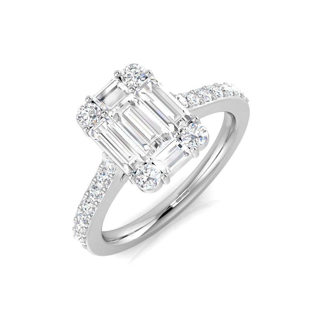 Baguette & Brilliant Diamond Ring 0.48ct–1.68ct – SR61 – 18k White Gold