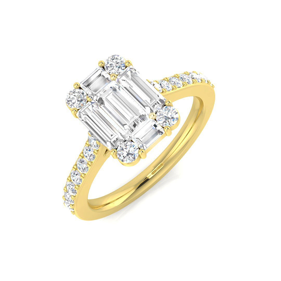 Baguette & Brilliant Diamond Ring 0.48ct–1.68ct – SR61 – 18k Yellow Gold