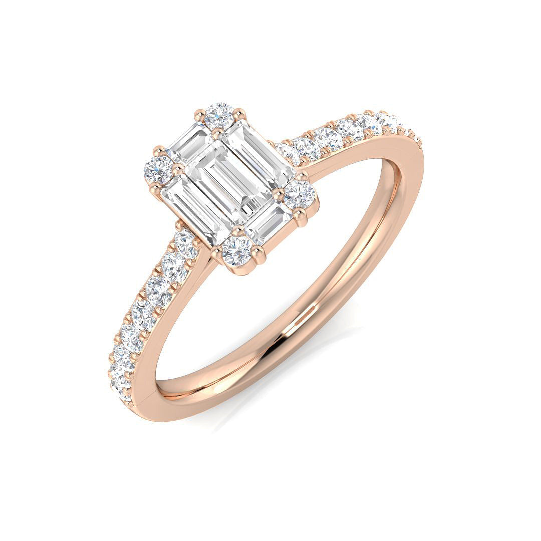 Baguette & Brilliant Diamond Ring 0.48ct–1.68ct – SR61 – 18k Rose Gold