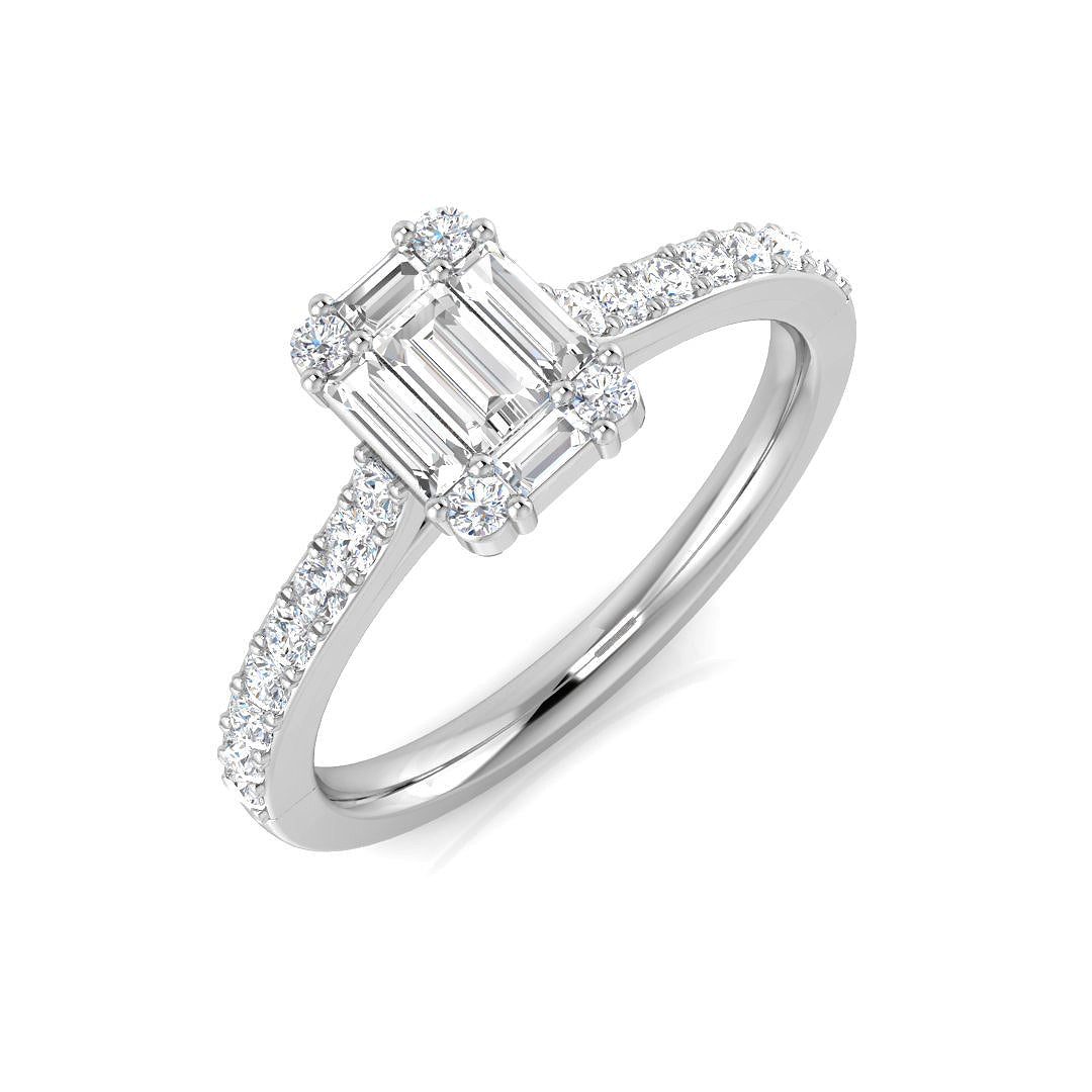 Baguette & Brilliant Diamond Ring 0.48ct–1.68ct – SR61 – 18k White Gold