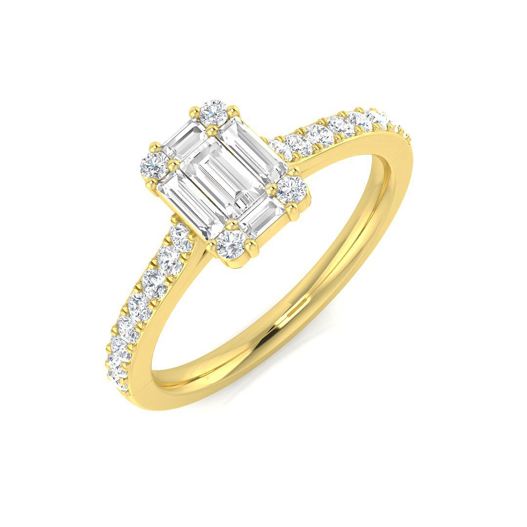 Baguette & Brilliant Diamond Ring 0.48ct–1.68ct – SR61 – 18k Yellow Gold