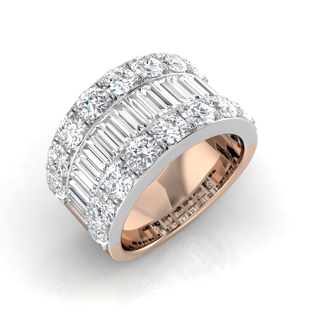 Baguette & Brilliant Diamond Ring 4.33ct–4.5ct – SL9234 – 18k Rose Gold