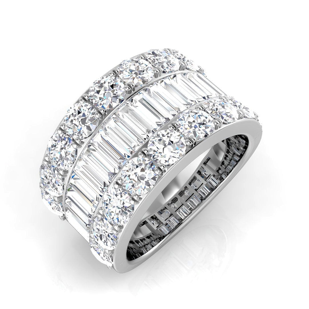 Baguette & Brilliant Diamond Ring 4.33ct–4.5ct – SL9234 – 18k White Gold