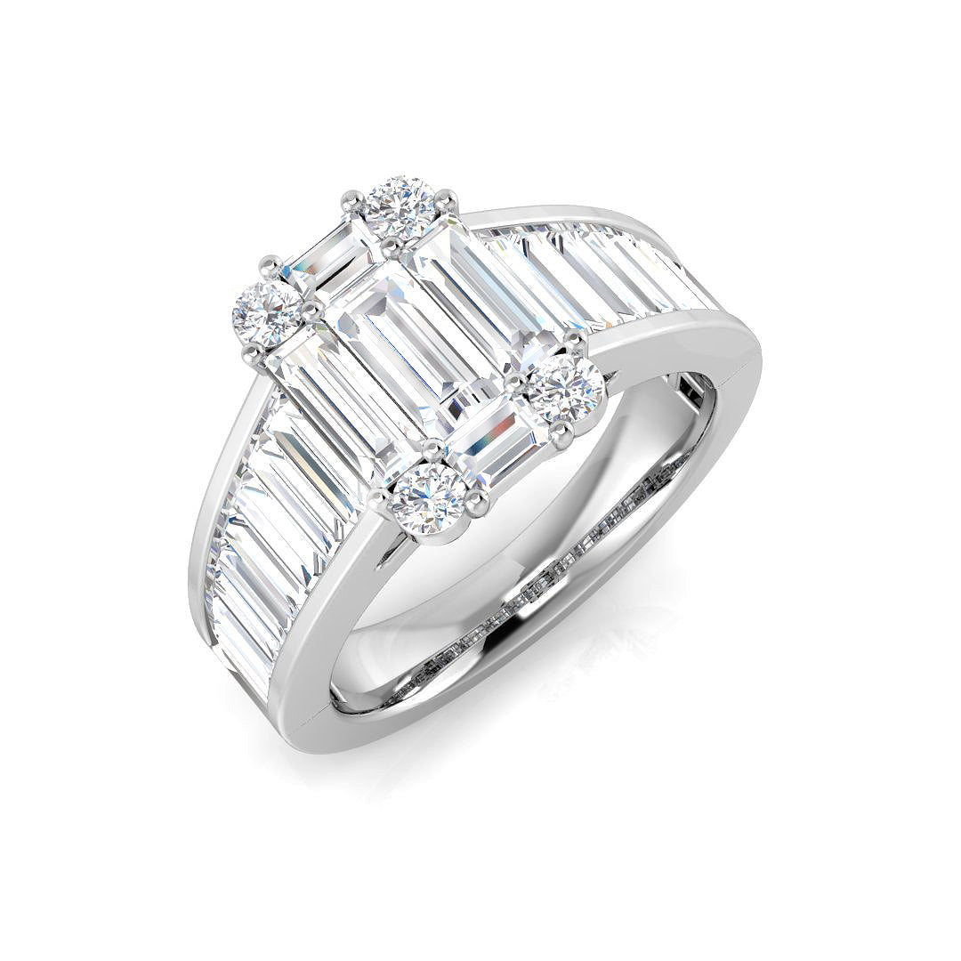 Baguette & Brilliant Diamond Ring 1.09ct–1.92ct – SL8304 – 18k White Gold