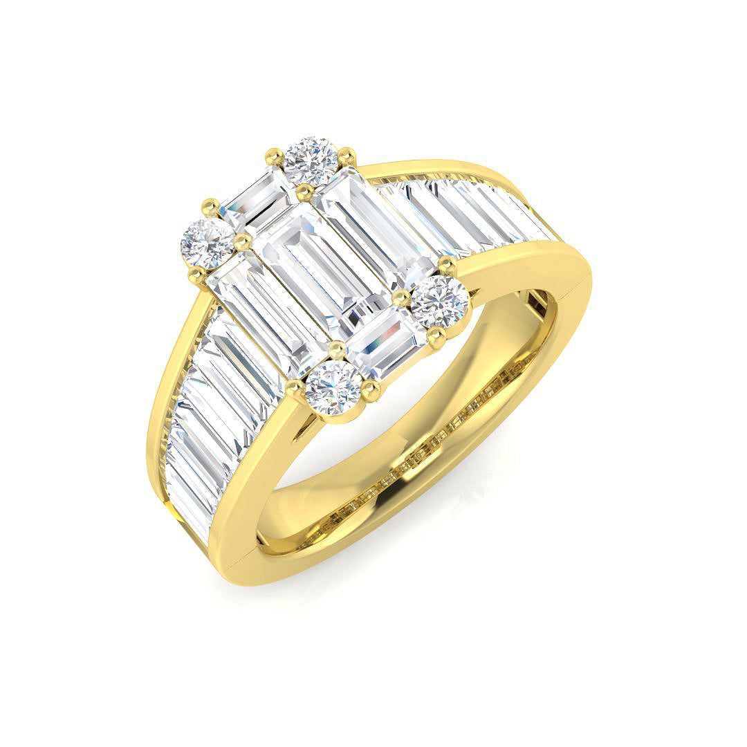Baguette & Brilliant Diamond Ring 1.09ct–1.92ct – SL8304 – 18k Yellow Gold