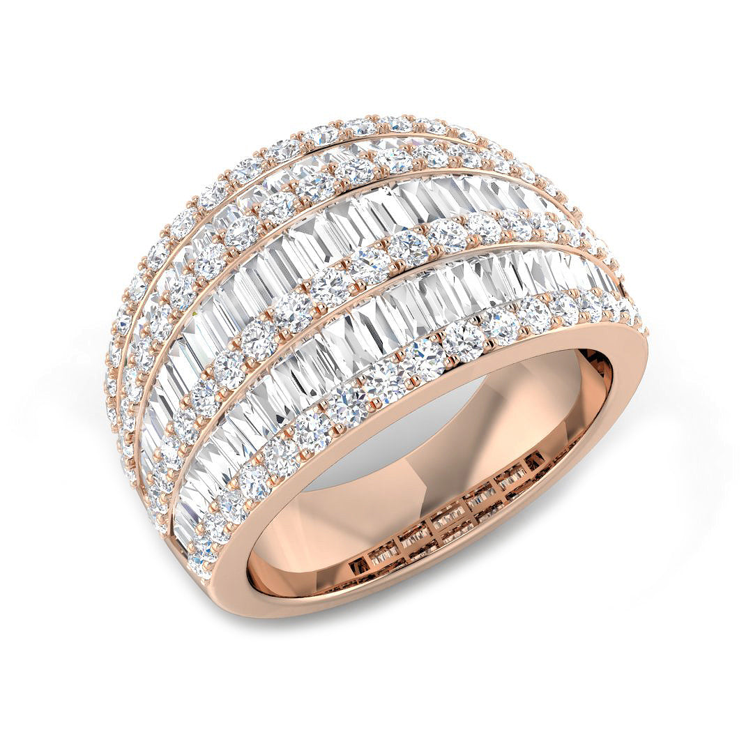 Baguette & Brilliant Diamond Ring 1.56ct–2.26ct – SL9241 – 18k Rose Gold