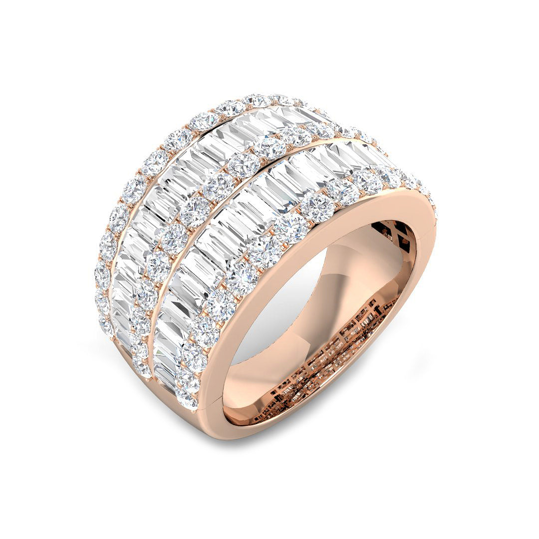 Baguette & Brilliant Diamond Ring 1.11ct–2.66ct – SL9242 – 18k Rose Gold