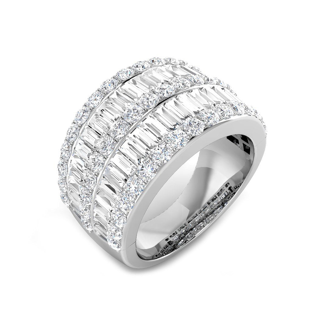 Baguette & Brilliant Diamond Ring 1.11ct–2.66ct – SL9242 – 18k White Gold
