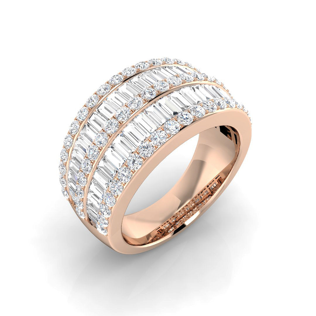 Baguette & Brilliant Diamond Ring 1.11ct–2.66ct – SL9242 – 18k Rose Gold