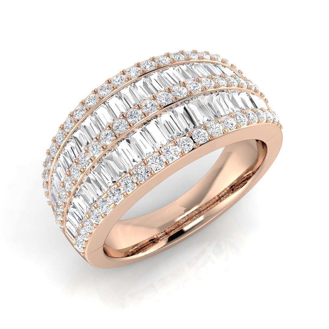 Baguette & Brilliant Diamond Ring 1.11ct–2.66ct – SL9242 – 18k Rose Gold