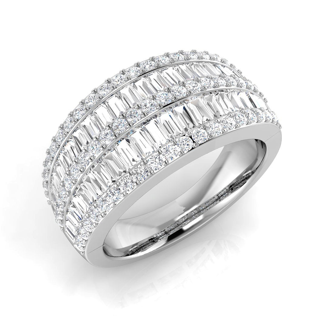 Baguette & Brilliant Diamond Ring 1.11ct–2.66ct – SL9242 – 18k White Gold