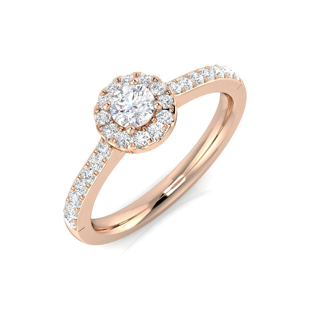 Halo Diamond Ring 0.46ct – SL9305 – 18k Rose Gold