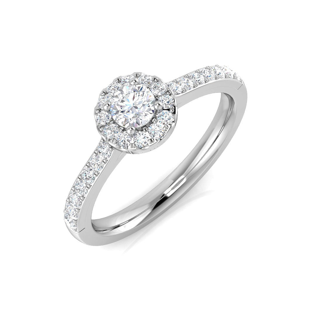 Halo Diamond Ring 0.46ct – SL9305 – 18k White Gold